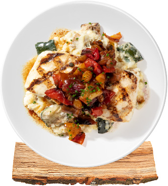 wood grilled wild alaska halibut