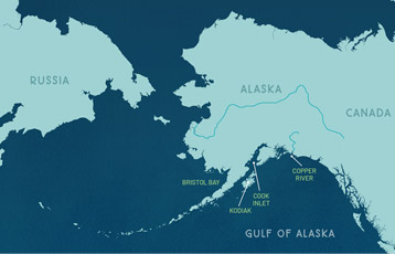 Map of where we source Wild Alaska Salmon