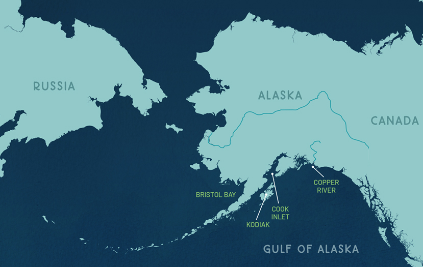 Map of where we source Wild Alaska Salmon