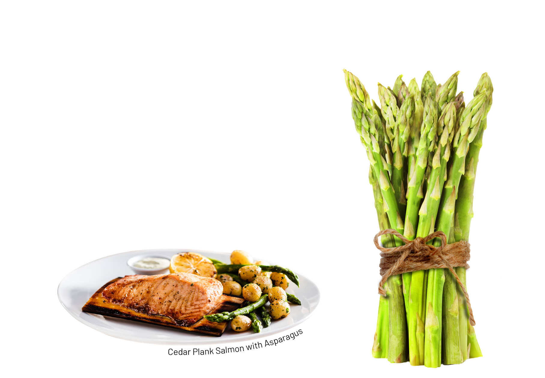 Enjoy a Cedar Plank Salmon with asparagus at Seasons 52.