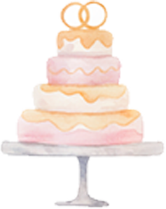 Wedding cake with rings representing bridal catering